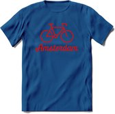 Amsterdam Fiets Stad T-Shirt | Souvenirs Holland Kleding | Dames / Heren / Unisex Koningsdag shirt | Grappig Nederland Fiets Land Cadeau | - Donker Blauw - 3XL