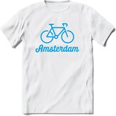 Amsterdam Fiets Stad T-Shirt | Souvenirs Holland Kleding | Dames / Heren / Unisex Koningsdag shirt | Grappig Nederland Fiets Land Cadeau | - Wit - XL