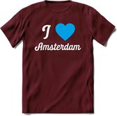 I Love Amsterdam T-Shirt | Souvenirs Holland Kleding | Dames / Heren / Unisex Koningsdag shirt | Grappig Nederland Fiets Land Cadeau | - Burgundy - L