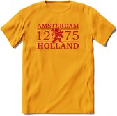 Amsterdam T-Shirt | Souvenirs Holland Kleding | Dames / Heren / Unisex Koningsdag shirt | Grappig Nederland Fiets Land Cadeau | - Geel - 3XL