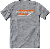 Amsterdam T-Shirt | Souvenirs Holland Kleding | Dames / Heren / Unisex Koningsdag shirt | Grappig Nederland Fiets Land Cadeau | - Donker Grijs - Gemaleerd - 3XL