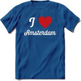 I Love Amsterdam T-Shirt | Souvenirs Holland Kleding | Dames / Heren / Unisex Koningsdag shirt | Grappig Nederland Fiets Land Cadeau | - Donker Blauw - S