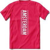 Amsterdam T-Shirt | Souvenirs Holland Kleding | Dames / Heren / Unisex Koningsdag shirt | Grappig Nederland Fiets Land Cadeau | - Roze - XL