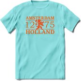 Amsterdam T-Shirt | Souvenirs Holland Kleding | Dames / Heren / Unisex Koningsdag shirt | Grappig Nederland Fiets Land Cadeau | - Licht Blauw - XL