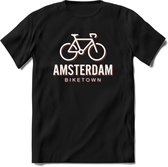 Amsterdam Bike Town T-Shirt | Souvenirs Holland Kleding | Dames / Heren / Unisex Koningsdag shirt | Grappig Nederland Fiets Land Cadeau | - Zwart - L