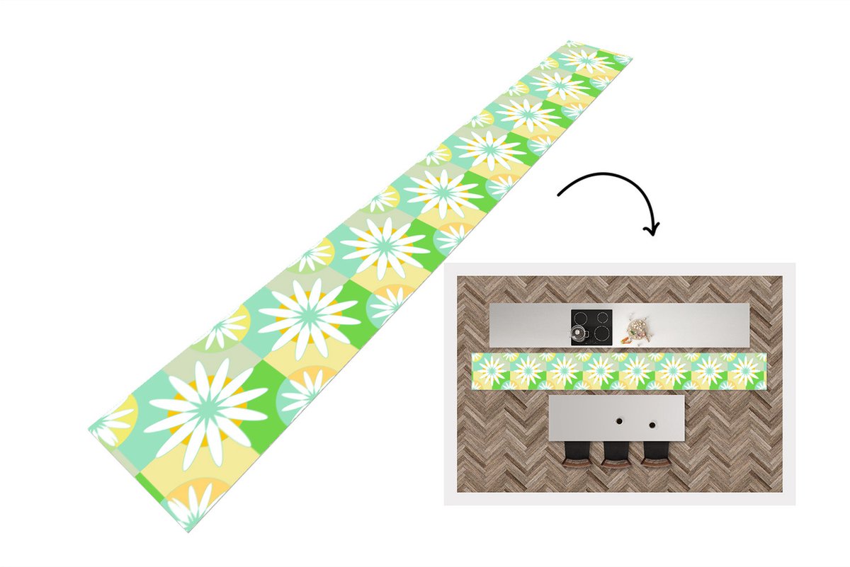 KitchenYeah Keukenloper - Keukenmat - Bloemen - Zomer - Patronen - 400x50 cm - Keuken vloerkleed Multicolor