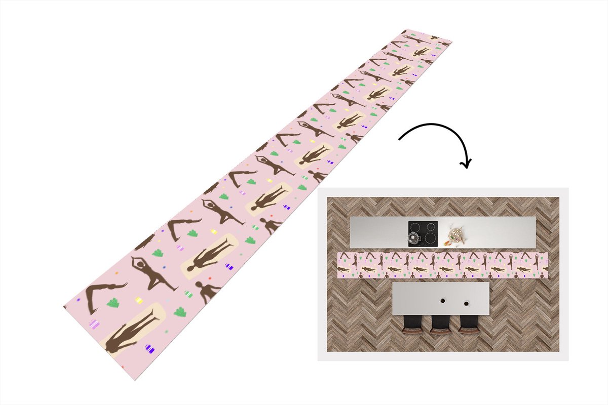 KitchenYeah Keukenloper - Keukenmat - Yoga - Zen - Patronen - Keuken vloerkleed multicolor, foto 3