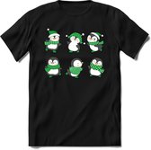 Pinguin Buddy's Kerst T-shirt | Groen | Jongens / Meisjes | Grappige Foute kersttrui Shirt Cadeau | Kindershirt | Leuke Elf, Rendier, Kerstboom en Kerstballen Ontwerpen. Maat 92