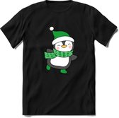 Pinguin Buddy Kerst T-shirt | Groen | Jongens / Meisjes | Grappige Foute kersttrui Shirt Cadeau | Kindershirt | Leuke Elf, Rendier, Kerstboom en Kerstballen Ontwerpen. Maat 92