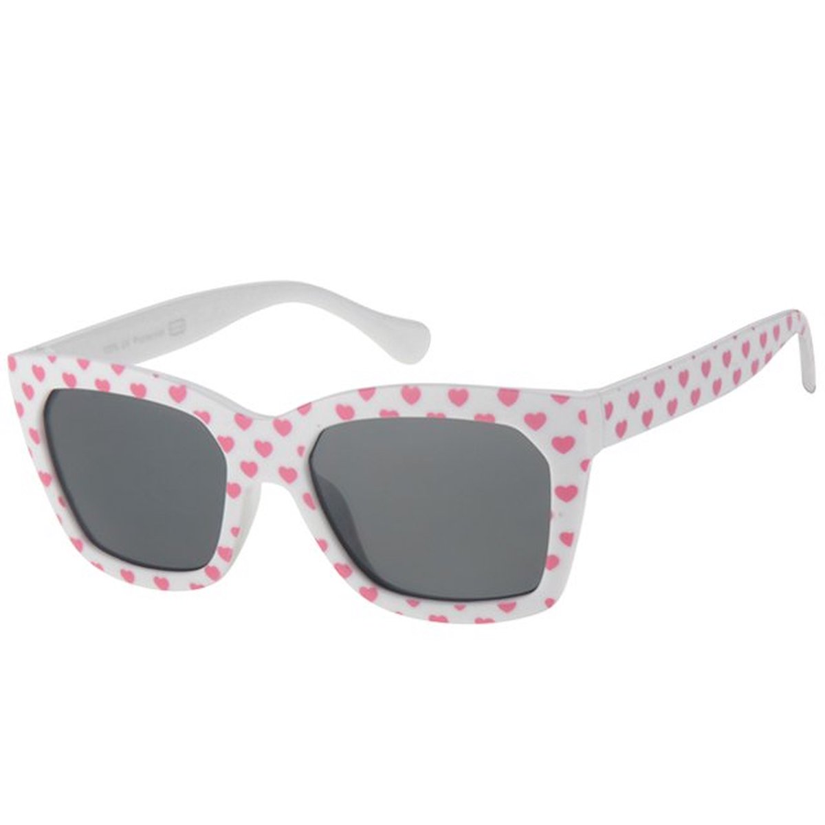 Kinderzonnebril wit met hartjes 5-8jr - 100% UV cat 3
