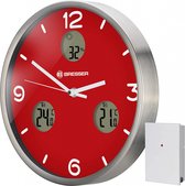 wandklok MyTime io NX 30 cm aluminium rood/zilver