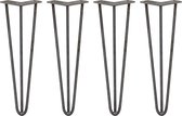 4 x Tafelpoten pinpoten - Lengte: 40.6cm - 3 pin - 10mm – Ruw staal - SkiSki Legs ™ - Retro hairpin