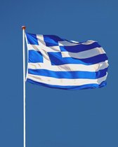 Griekse Vlag - Griekenland Vlag - 90x150cm - Greece Flag - Originele Kleuren - Sterke Kwaliteit Incl Bevestigingsringen - Hoogmoed Vlaggen