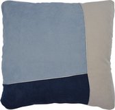 kussen patchwork 45 x 45 cm textiel blauw/grijs