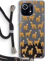 Case Company® - Xiaomi Mi 11 hoesje met Koord - Alpacas - Telefoonhoesje met Zwart Koord - Bescherming aan alle Kanten en Over de Schermrand
