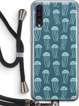 Case Company® - Samsung Galaxy A50 hoesje met Koord - Kwallie - Telefoonhoesje met Zwart Koord - Bescherming aan alle Kanten en Over de Schermrand