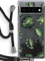 Case Company® - Google Pixel 6 Pro hoesje met Koord - Tropische bladeren - Telefoonhoesje met Zwart Koord - Bescherming aan alle Kanten en Over de Schermrand