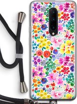 Case Company® - OnePlus 7 Pro hoesje met Koord - Little Flowers - Telefoonhoesje met Zwart Koord - Bescherming aan alle Kanten en Over de Schermrand