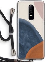 Case Company® - OnePlus 6 hoesje met Koord - Geo #1 - Telefoonhoesje met Zwart Koord - Bescherming aan alle Kanten en Over de Schermrand