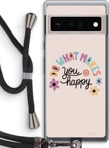 Case Company® - Google Pixel 6 Pro hoesje met Koord - Happy days - Telefoonhoesje met Zwart Koord - Bescherming aan alle Kanten en Over de Schermrand