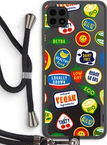 Case Company® - Samsung Galaxy A22 4G hoesje met Koord - Fruitsticker - Telefoonhoesje met Zwart Koord - Bescherming aan alle Kanten en Over de Schermrand
