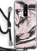 Case Company® - OnePlus 6 hoesje met Koord - Roze stroom - Telefoonhoesje met Zwart Koord - Bescherming aan alle Kanten en Over de Schermrand