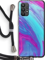 Case Company® - Samsung Galaxy A32 4G hoesje met Koord - Zweverige regenboog - Telefoonhoesje met Zwart Koord - Bescherming aan alle Kanten en Over de Schermrand