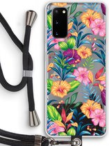 Case Company® - Samsung Galaxy S20 hoesje met Koord - Tropisch 2 - Telefoonhoesje met Zwart Koord - Bescherming aan alle Kanten en Over de Schermrand