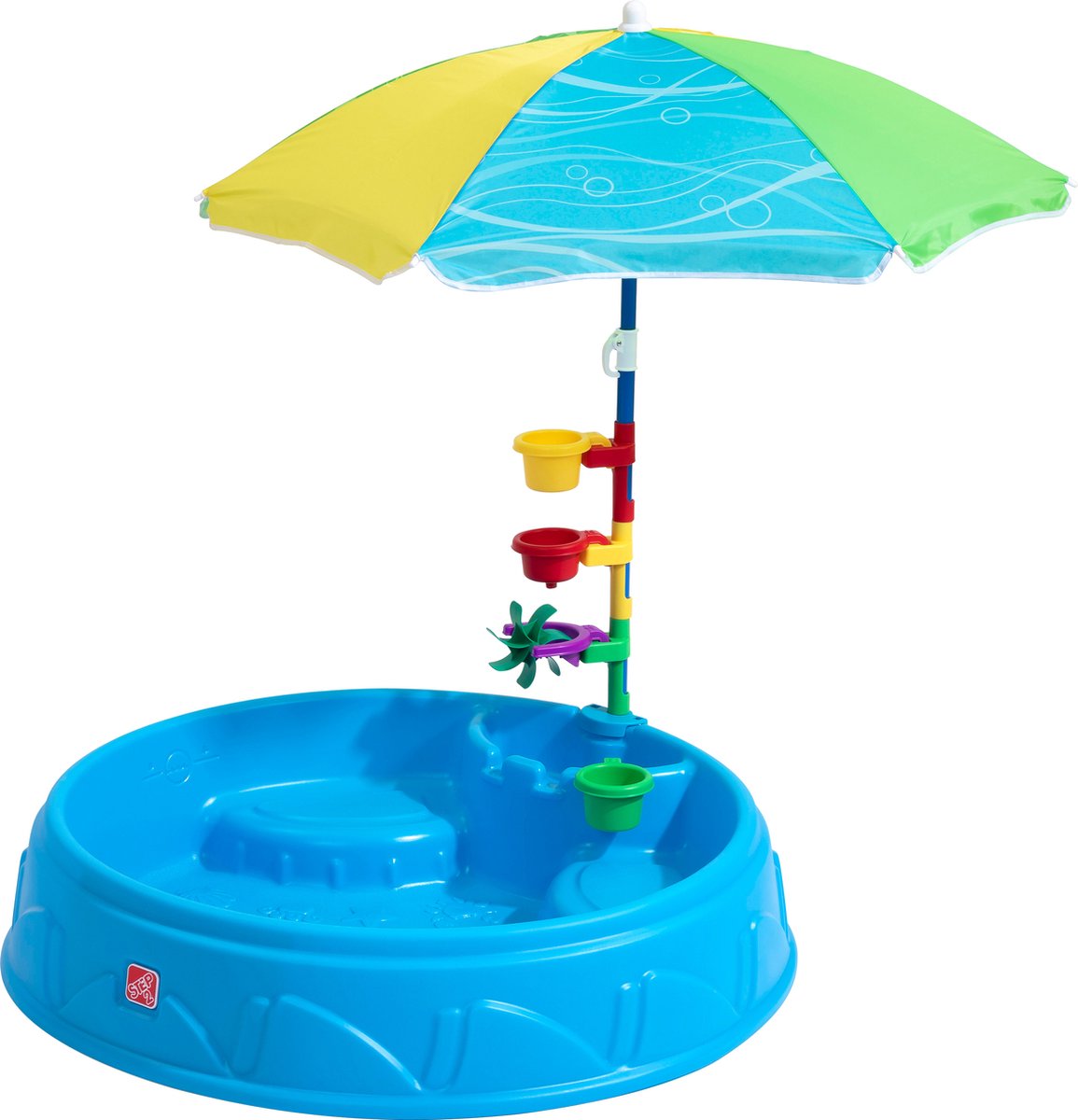 Step2 Play & Shade Pool kinder Zwembad met Parasol in Blauw - Zwembadje - Peuterbadje - Pierenbadje van kunststof 95x19cm - Ook te gebruiken als zandbak - Step2