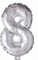 folieballon cijfer '8' 40 cm zilver