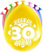 ballonnen Party 30 jaar 18,5 x 11 cm latex 8 stuks