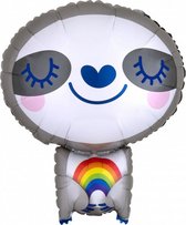 folieballon Luiaard 18,5 x 14,5 cm grijs/wit