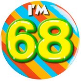 button I'm 68 staal 5,5 cm groen/geel/blauw/rood