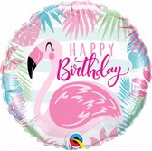 folieballon Happy Birthday Flamingo 45 cm roze