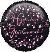 folieballon 'Herzlichen glÃ¼ckwunsch!' 43 cm zwart