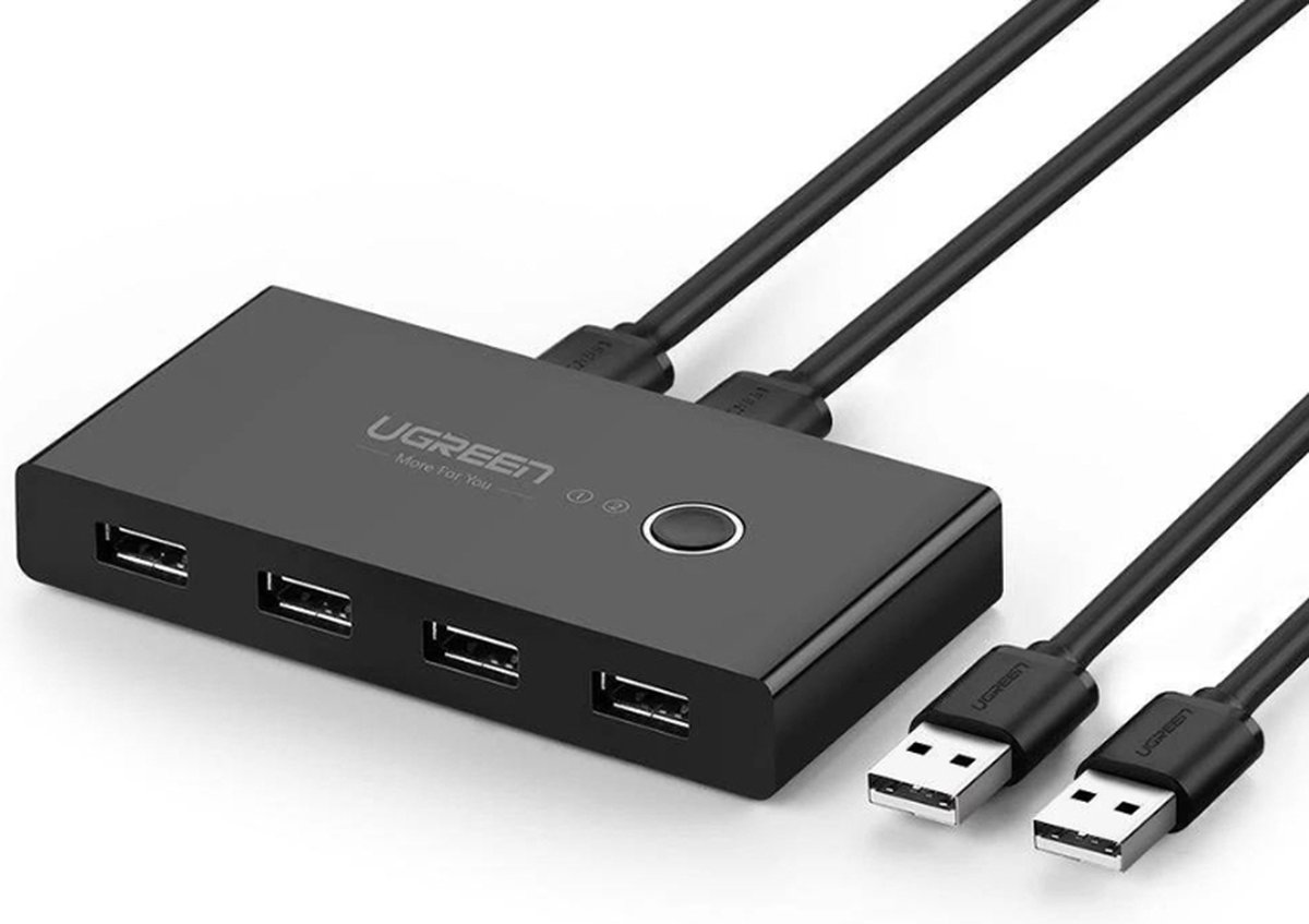 Ugreen Kvm Switch - 2 PC's delen 4 USB Poorten - Switch Adapter voor Muis, Toetsenbord, Printer - USB Hub - Plug & Play High Speed - USB Splitter (zwart) 020157
