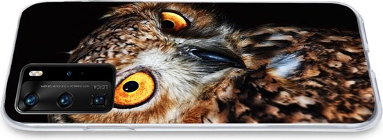 Coque Huawei P40 Pro - Hibou - Zwart - Jaune - Coque de téléphone en Siliconen