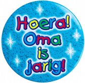 button klein - Hoera! Oma is jarig! 5,5 cm blauw