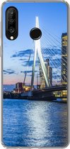 Geschikt voor Huawei P30 Lite hoesje - Rotterdam - Water - Skyline - Siliconen Telefoonhoesje
