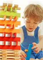 MiDeer 100 Massief Houten Plankjes met Voorbeeldboek - Domino & Archimedes Bouwstenen - Educatief speelgoed - Creativiteit Inspireren - Warme kleur set compatibel met KAPLA - Acade