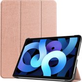 Hoes Geschikt voor iPad Air 2022 Hoes Book Case Hoesje Trifold Cover - Hoesje Geschikt voor iPad Air 5 2022 Hoesje Bookcase - Rosé goud