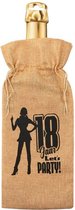 flescadeauverpakking 18 jaar jute 42 cm bruin