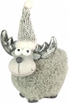 kerstfiguur Eland 13 cm polyresin grijs