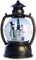 lantaarn sneeuwpop led 25 cm staal/glas brons