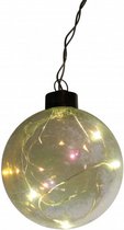 kerstbal verlicht led 8 cm glas parelmoer