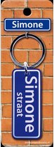 sleutelhanger straatnaam Simone 9 cm staal blauw