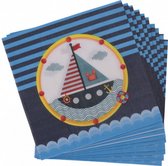 servetten Piraten junior 33 x 33 cm papier blauw16 stuks