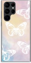 Case Company® - Samsung Galaxy S22 Ultra hoesje - White butterfly - Soft Cover Telefoonhoesje - Bescherming aan alle Kanten en Schermrand