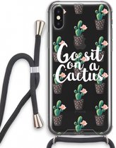 Case Company® - iPhone XS hoesje met Koord - Cactus quote - Telefoonhoesje met Zwart Koord - Extra Bescherming aan alle Kanten en Over de Schermrand