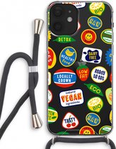 Case Company® - iPhone 12 mini hoesje met Koord - Fruitsticker - Telefoonhoesje met Zwart Koord - Extra Bescherming aan alle Kanten en Over de Schermrand